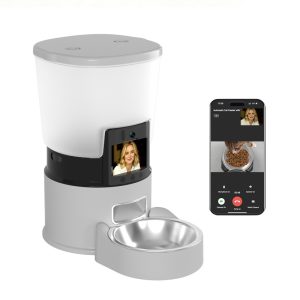 Automatic pet feeder with built-in HD camera supports APP remote two-way video talk for indoor cats by Lmzoe