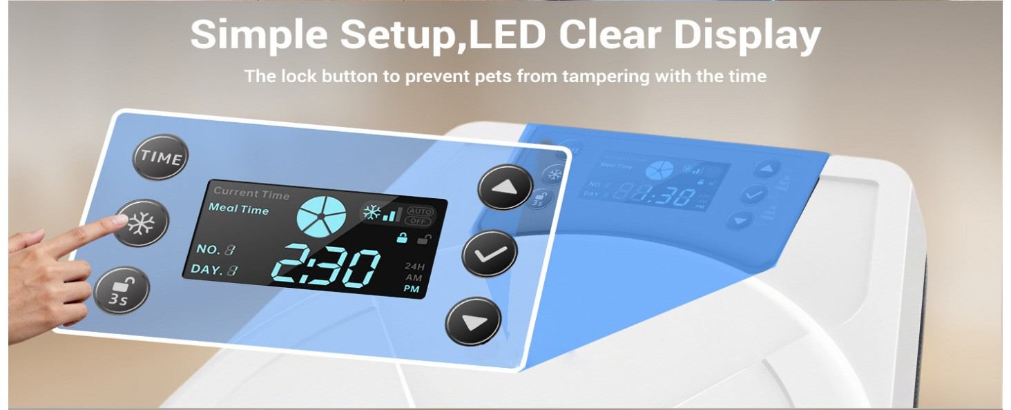 T1-H automatic refrigerated cat feeder with inductive radar anti-pinch safe pet-friendly lid design, home scene display, Lmzoe