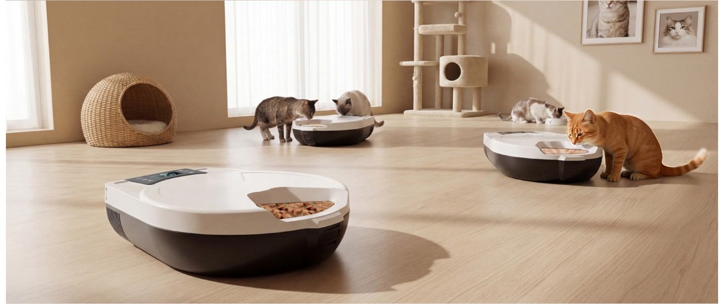 automatic wet food cat feeder multi cats home lifestyle scene lmzoe 1